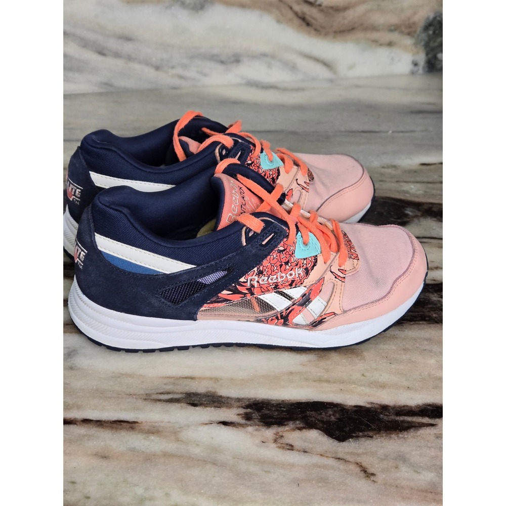 Reebok Ventilator Hexalite Sneakers Coral Navy Blue Floral Graphic Running Shoes